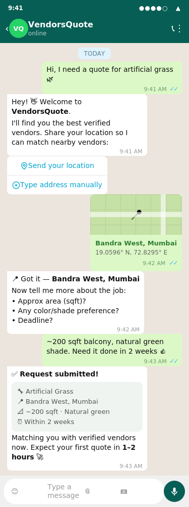 WhatsApp chat: submit your request