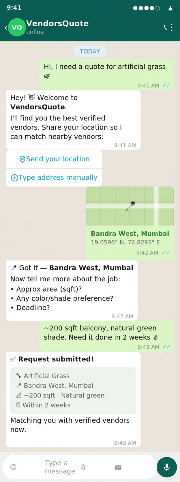 WhatsApp chat: submit your request